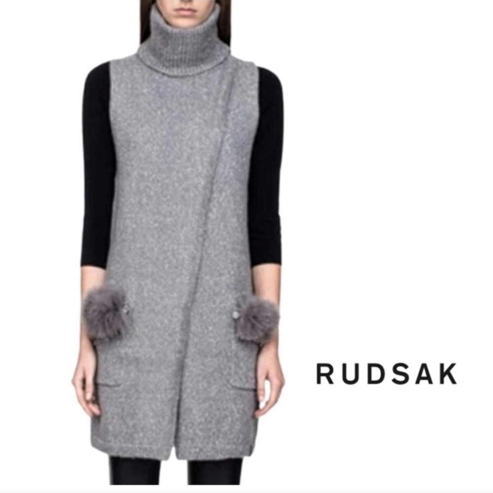 RUDSAK Surreal Knit Fur Trimmed Sleeveless Tunic